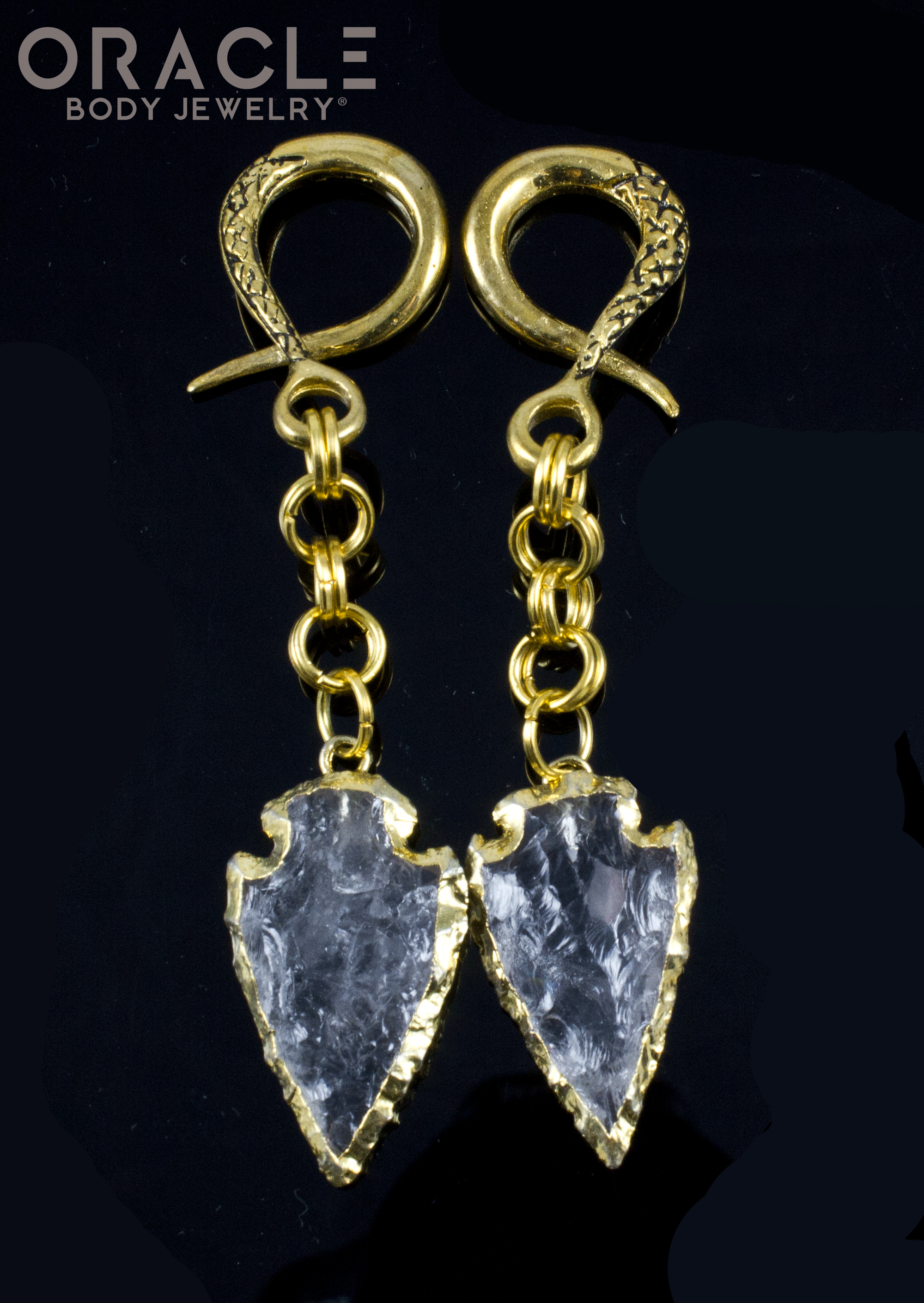Crossover With Gold Plated Clear Quartz Arrowheads