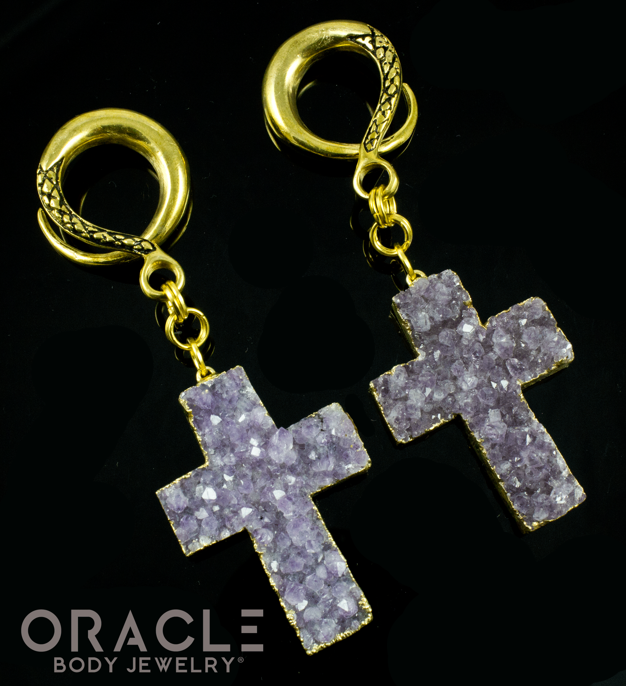 Crossover With Gold Plated Amethyst Crosses