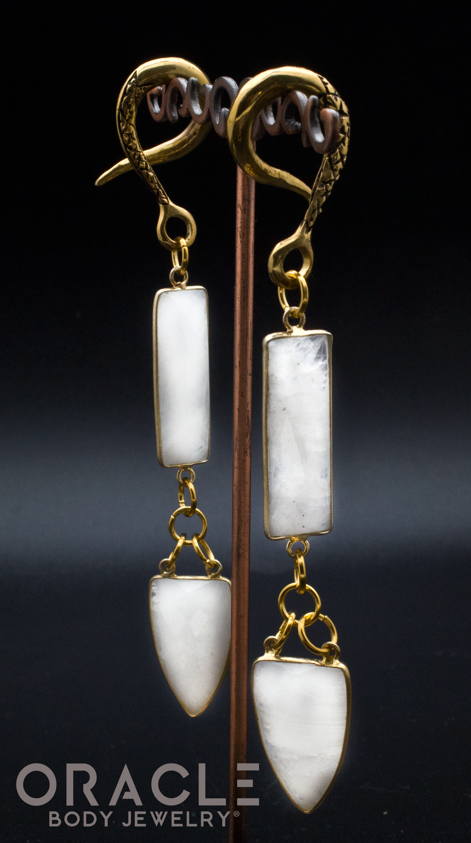 Crossover With Gold Plated Faceted Moonstone