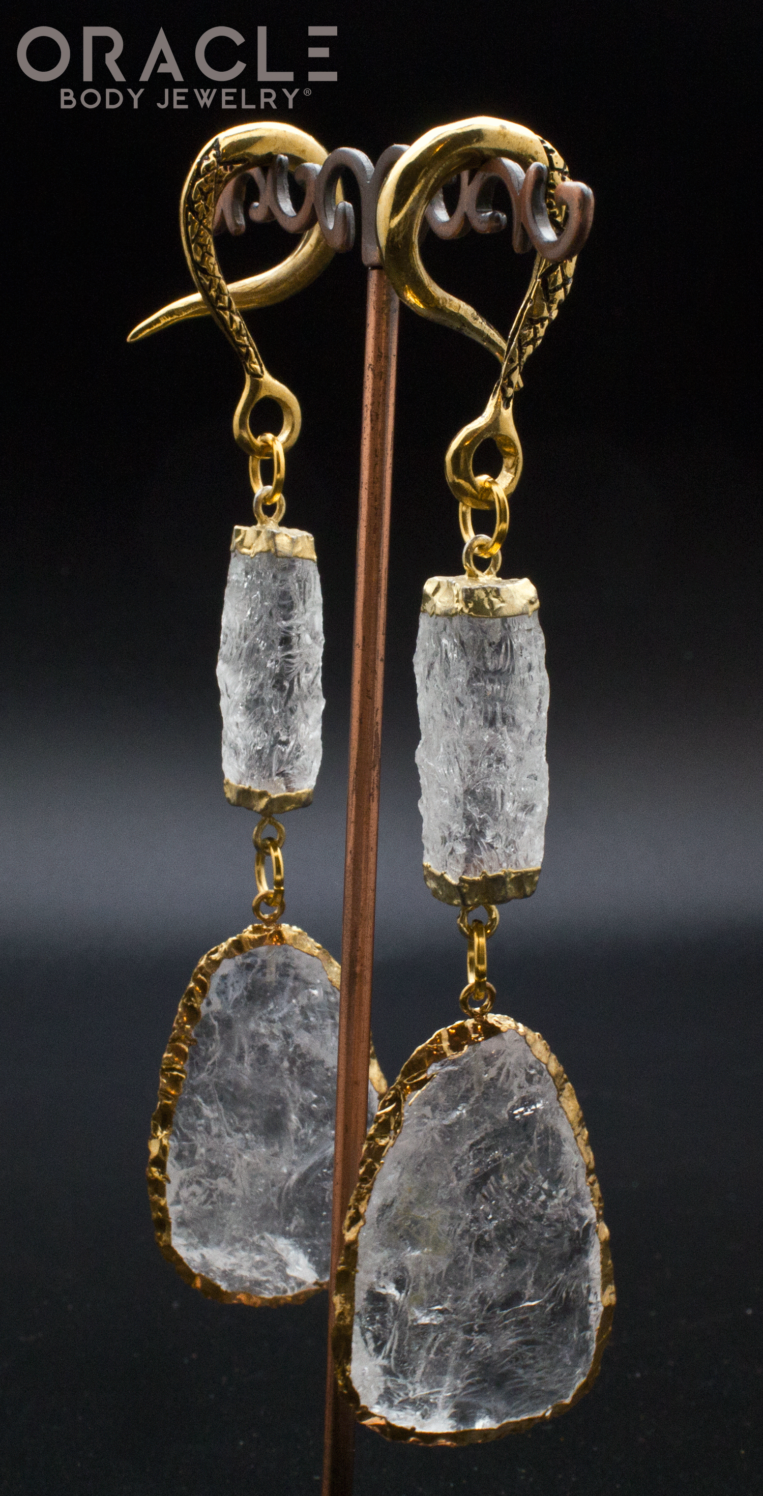 Crossover With Gold Plated Raw Clear Quartz