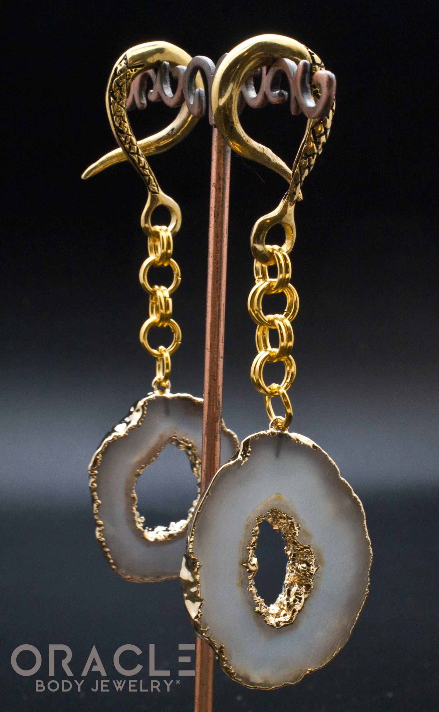 Crossover With Gold Plated Grey Agate Geode Slices