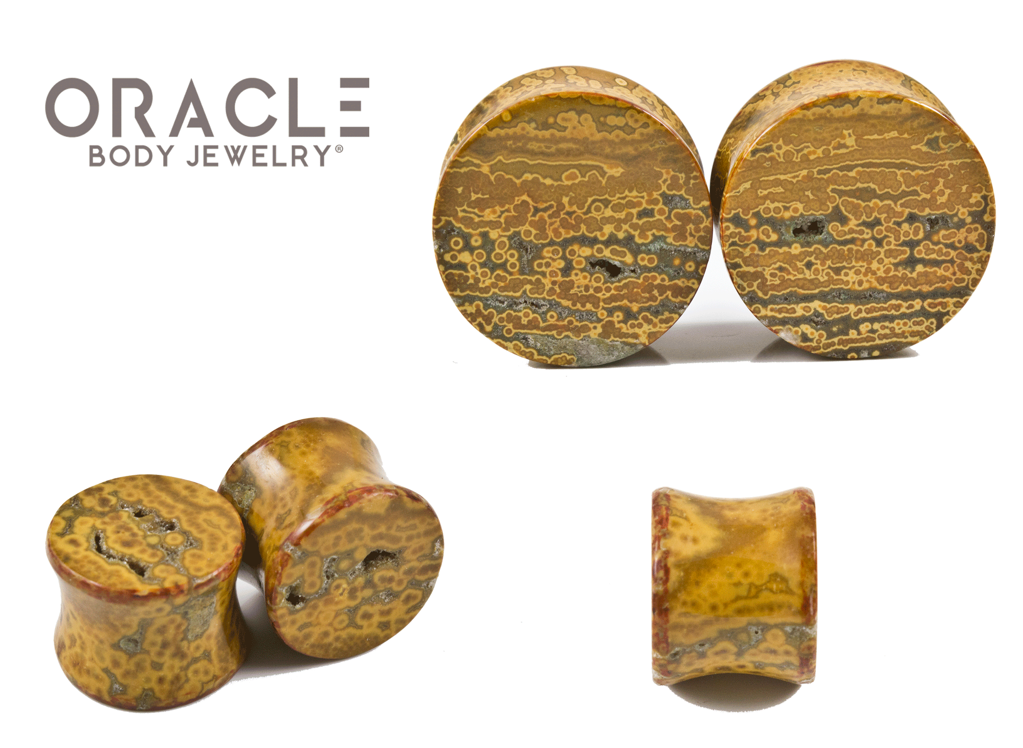 Yellow Ocean Jasper Double Flare Plugs