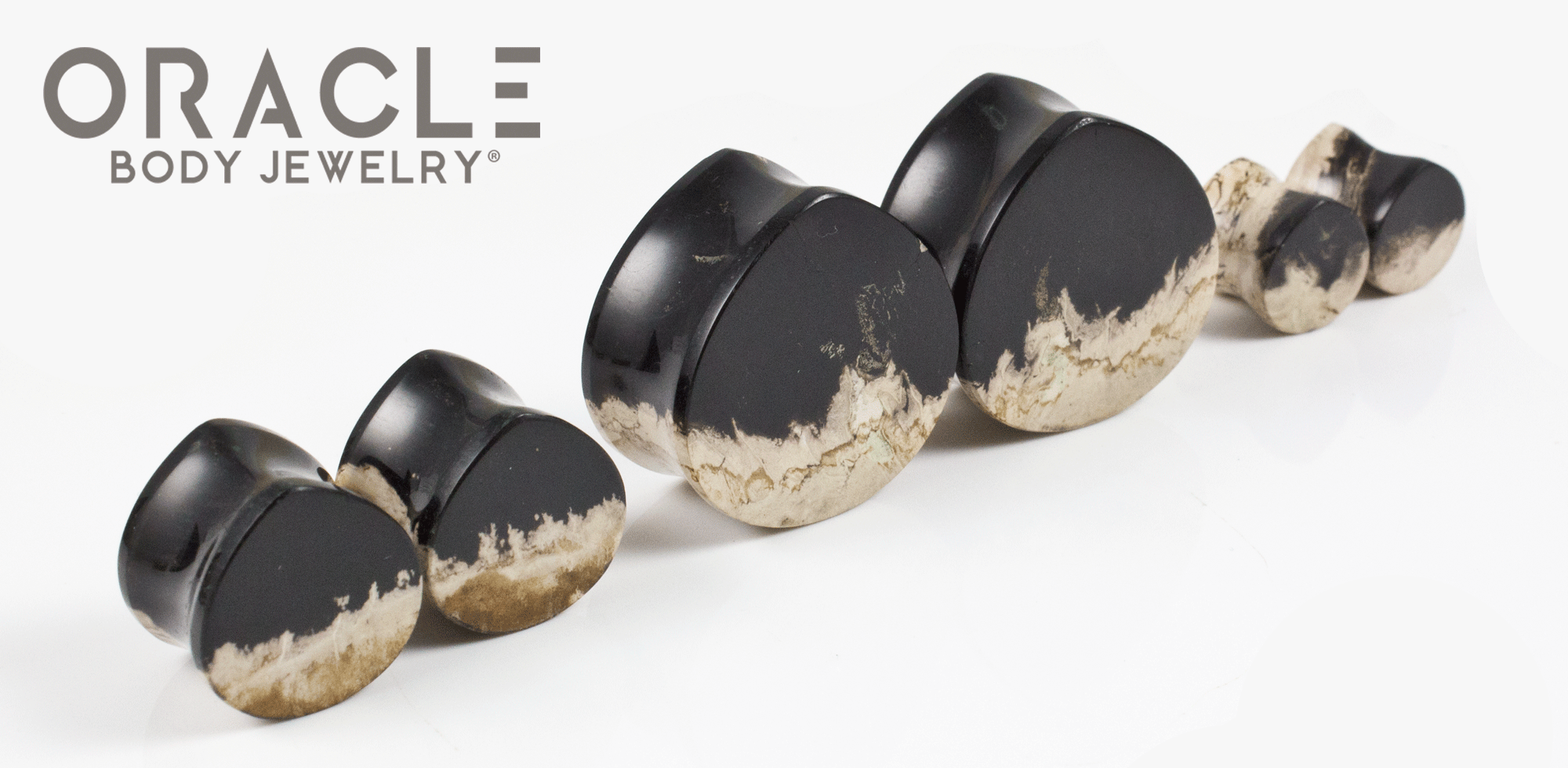 Agatized Palm Root Teardrop Plugs