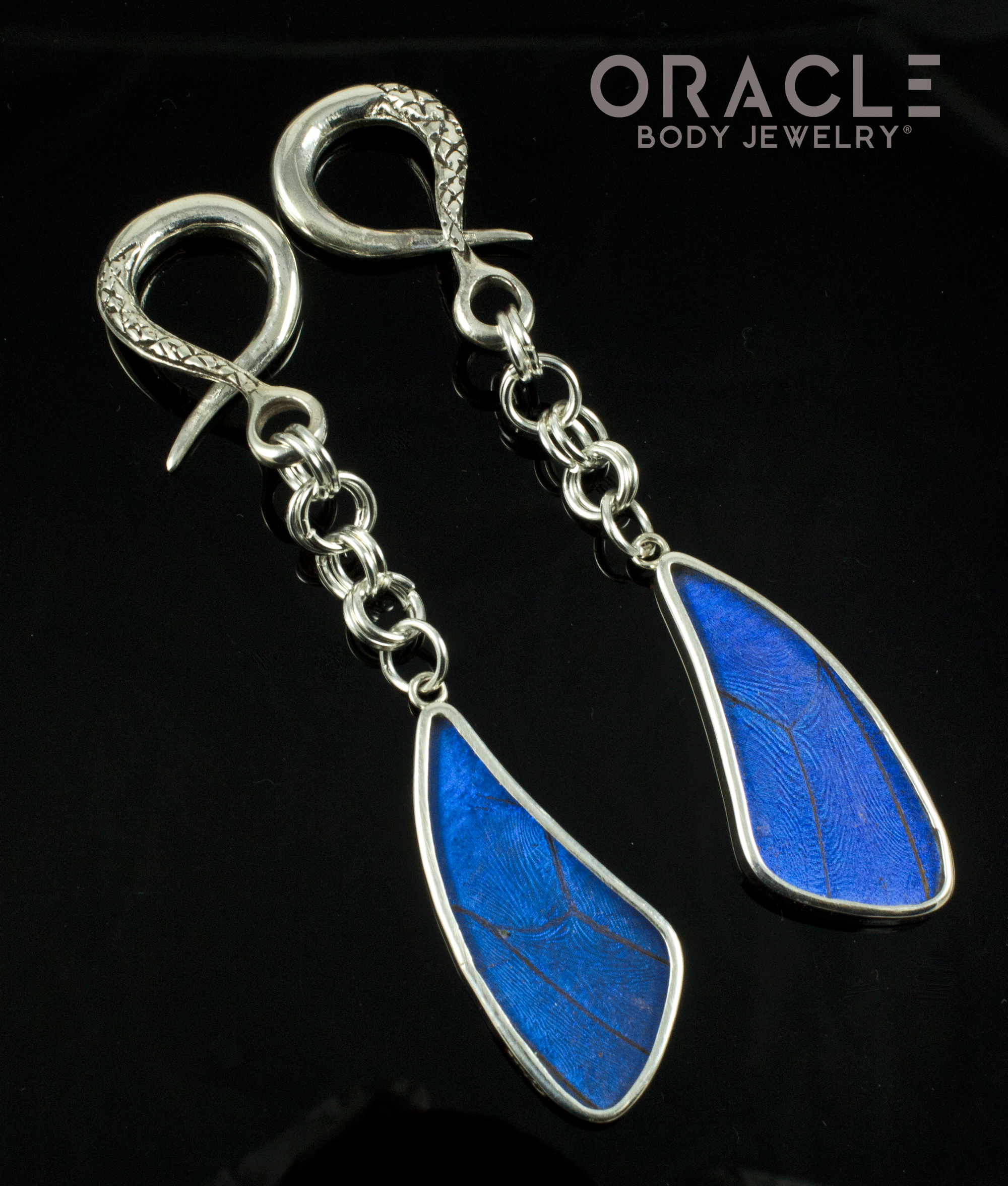 Sterling Silver Crossover With Natural Butterfly Wings