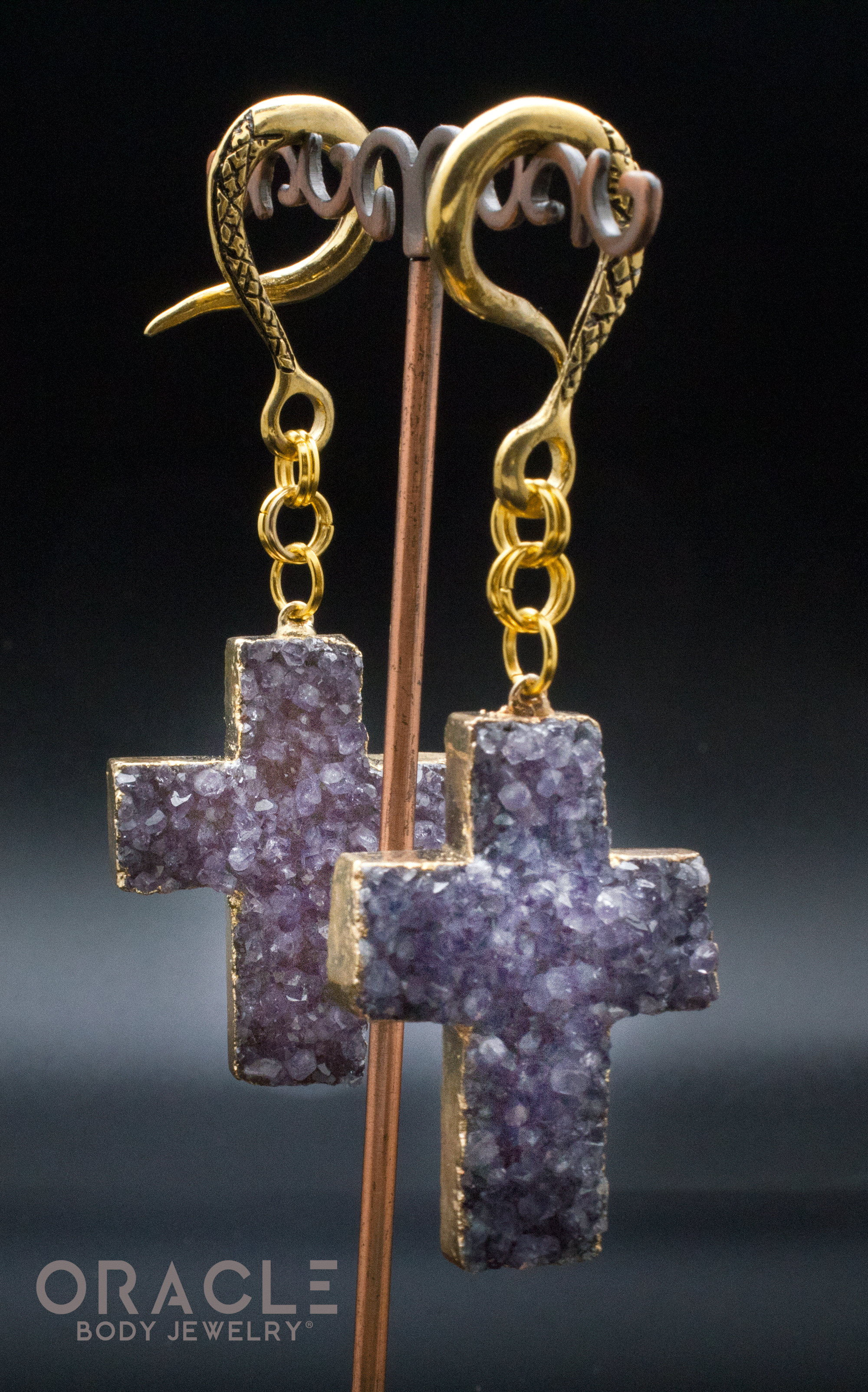 Crossover With Gold Plated Amethyst Crosses