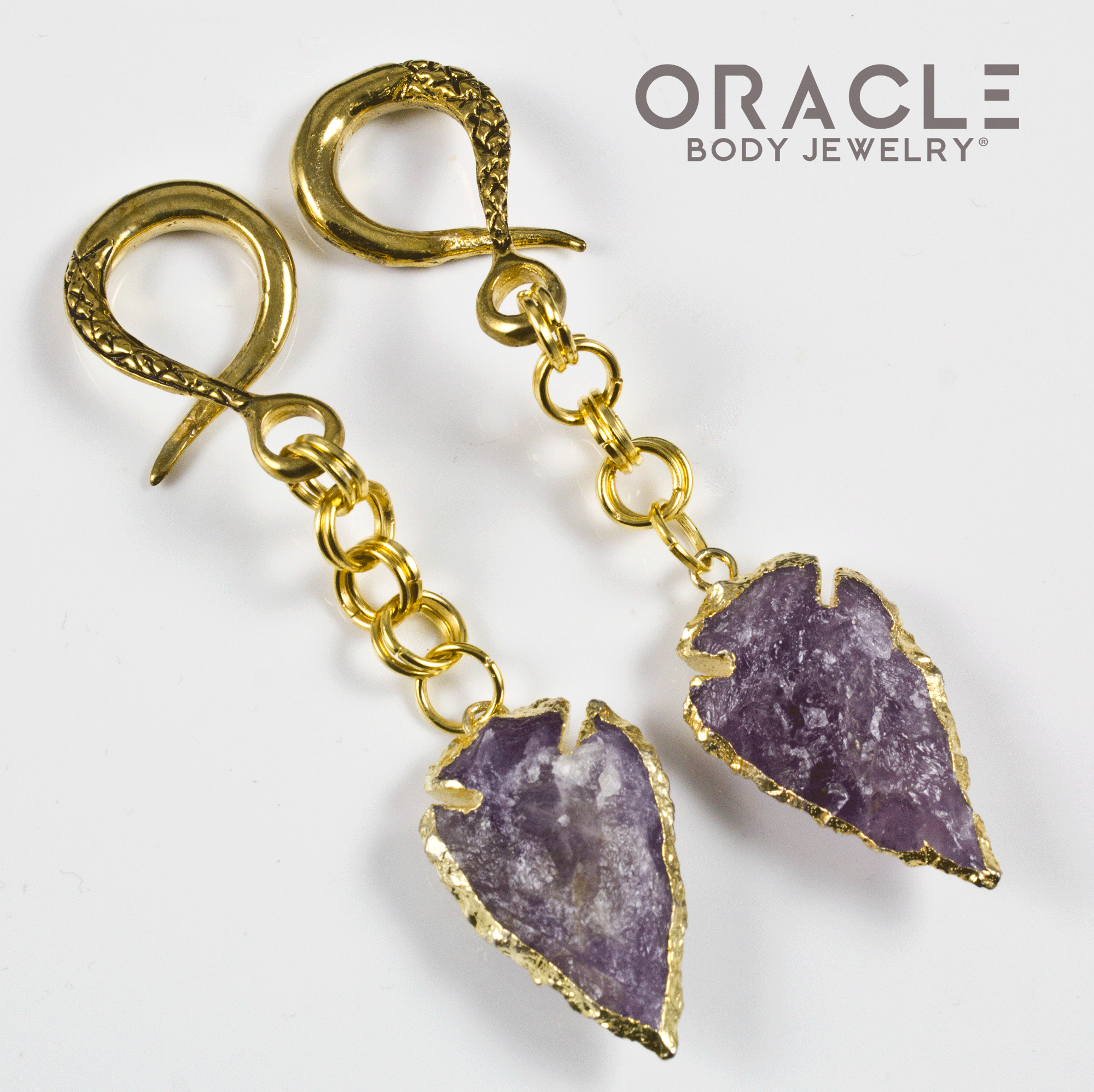 Crossover With Gold Plated Amethyst Arrowheads
