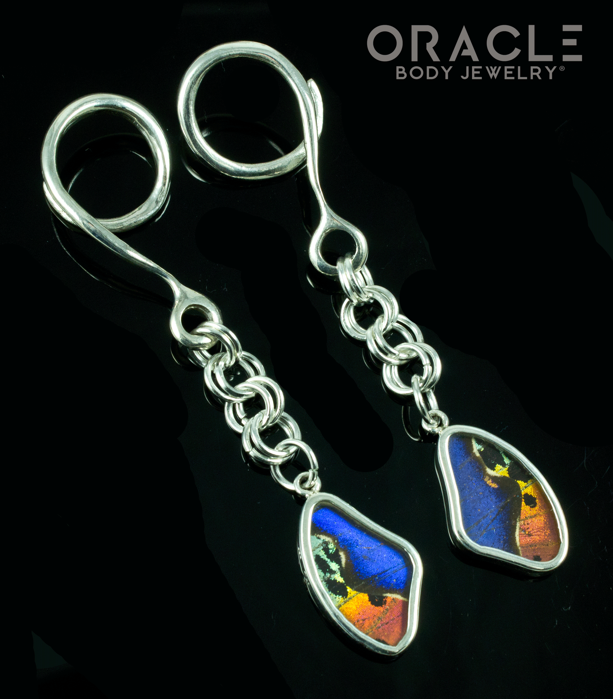 Sterling Silver Crossover With Natural Butterfly Wings