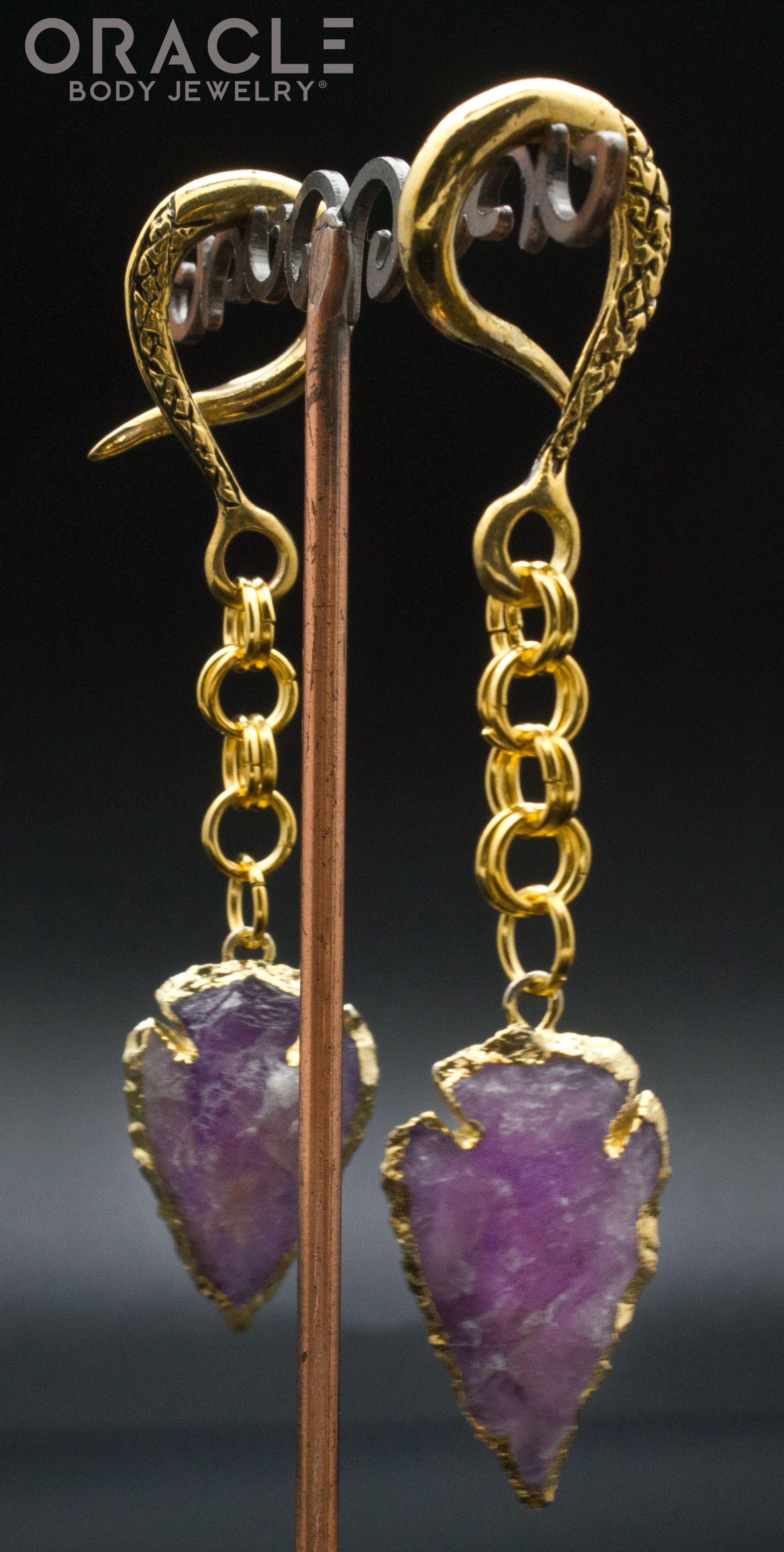 Crossover With Gold Plated Amethyst Arrowheads