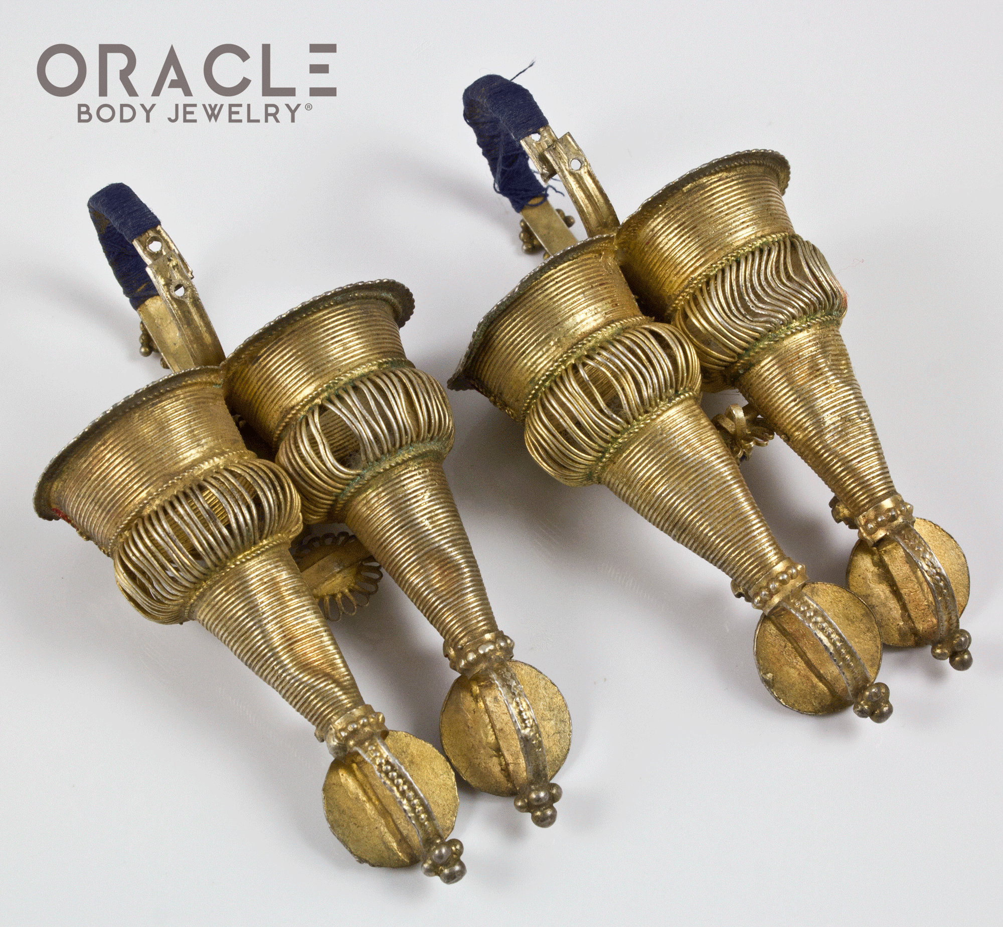 Old Dhebaria Rabari Double Coned Naglai Earrings