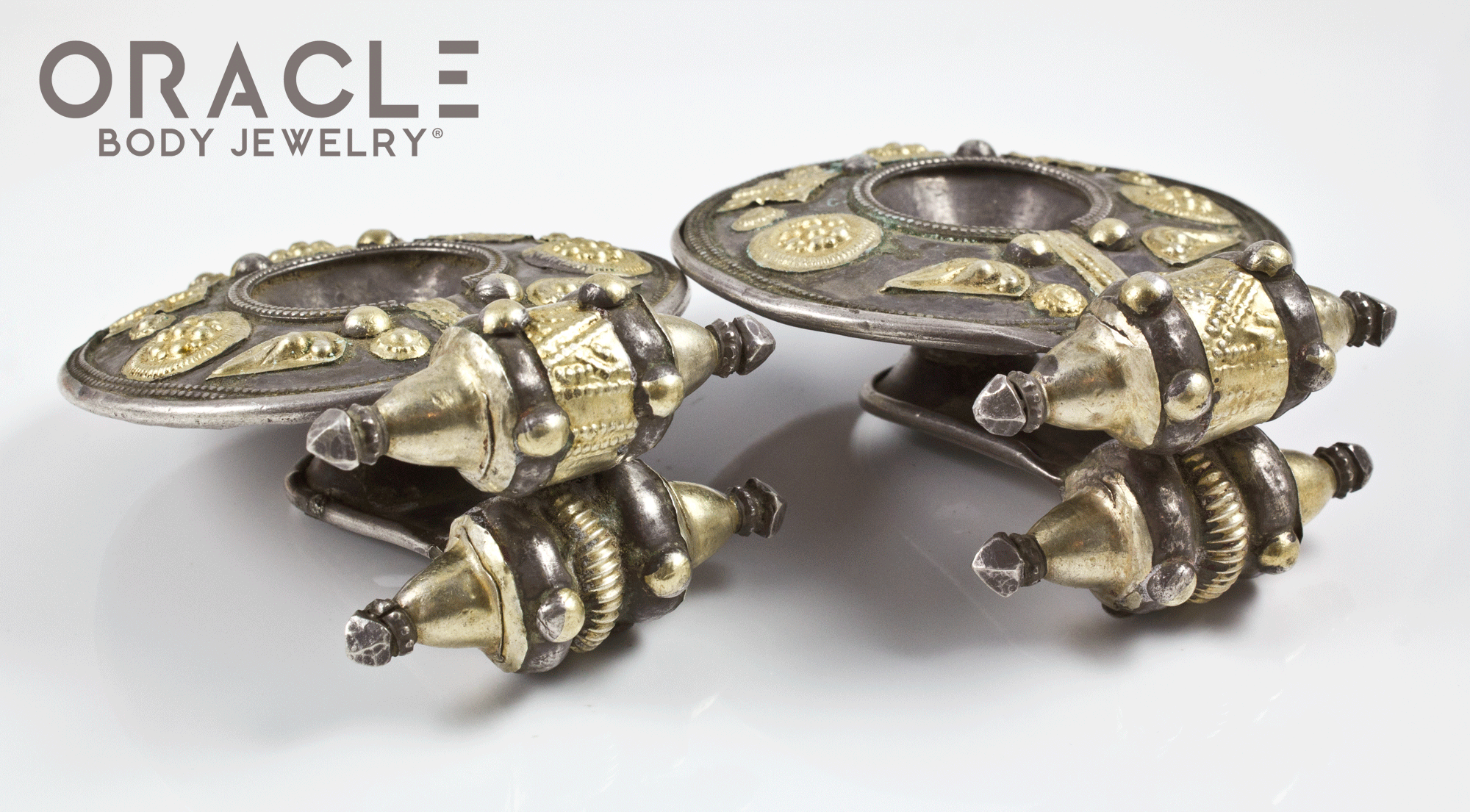 Old Akota Silver and Gold Earrings