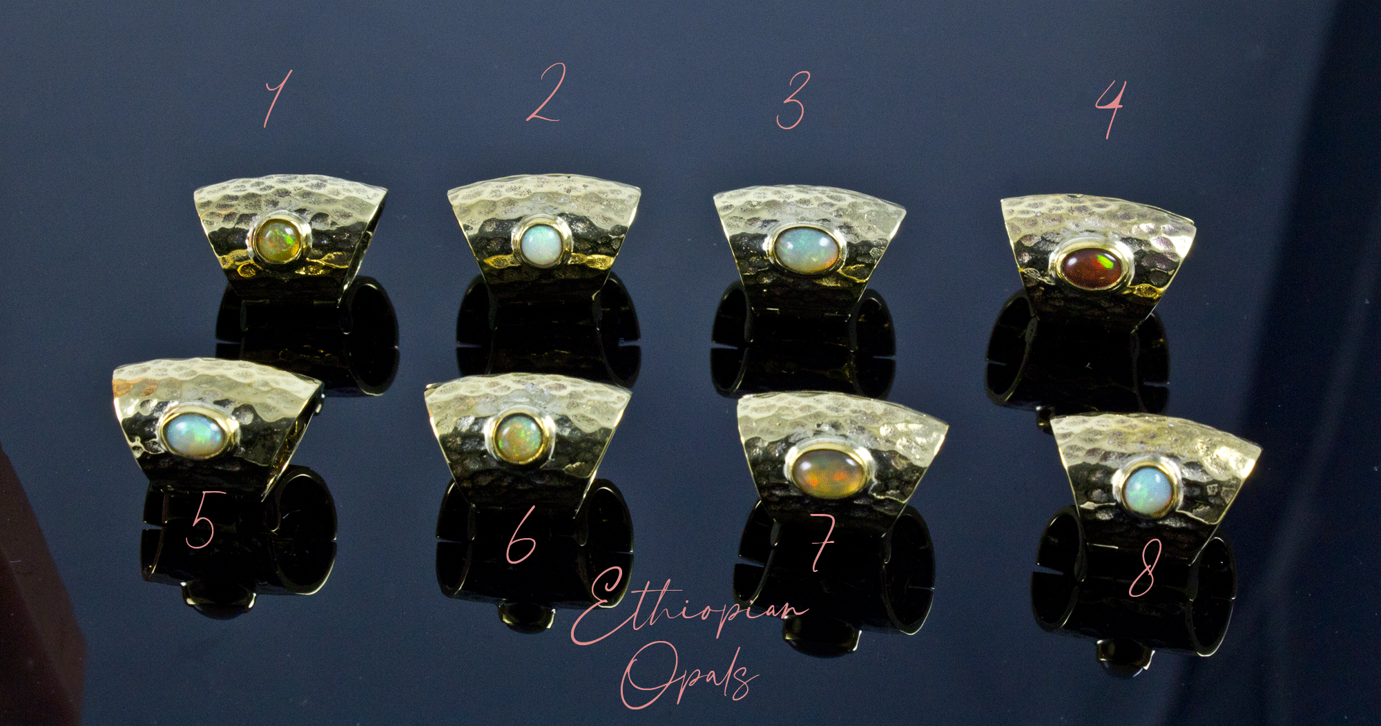 Hammered Brass Lobe Clickers with Opals