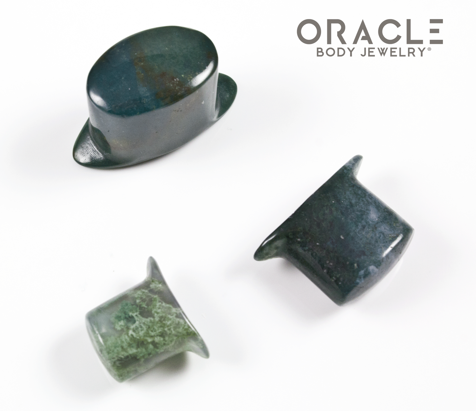 Moss Agate Oval Labrets 2g Through 3/4"