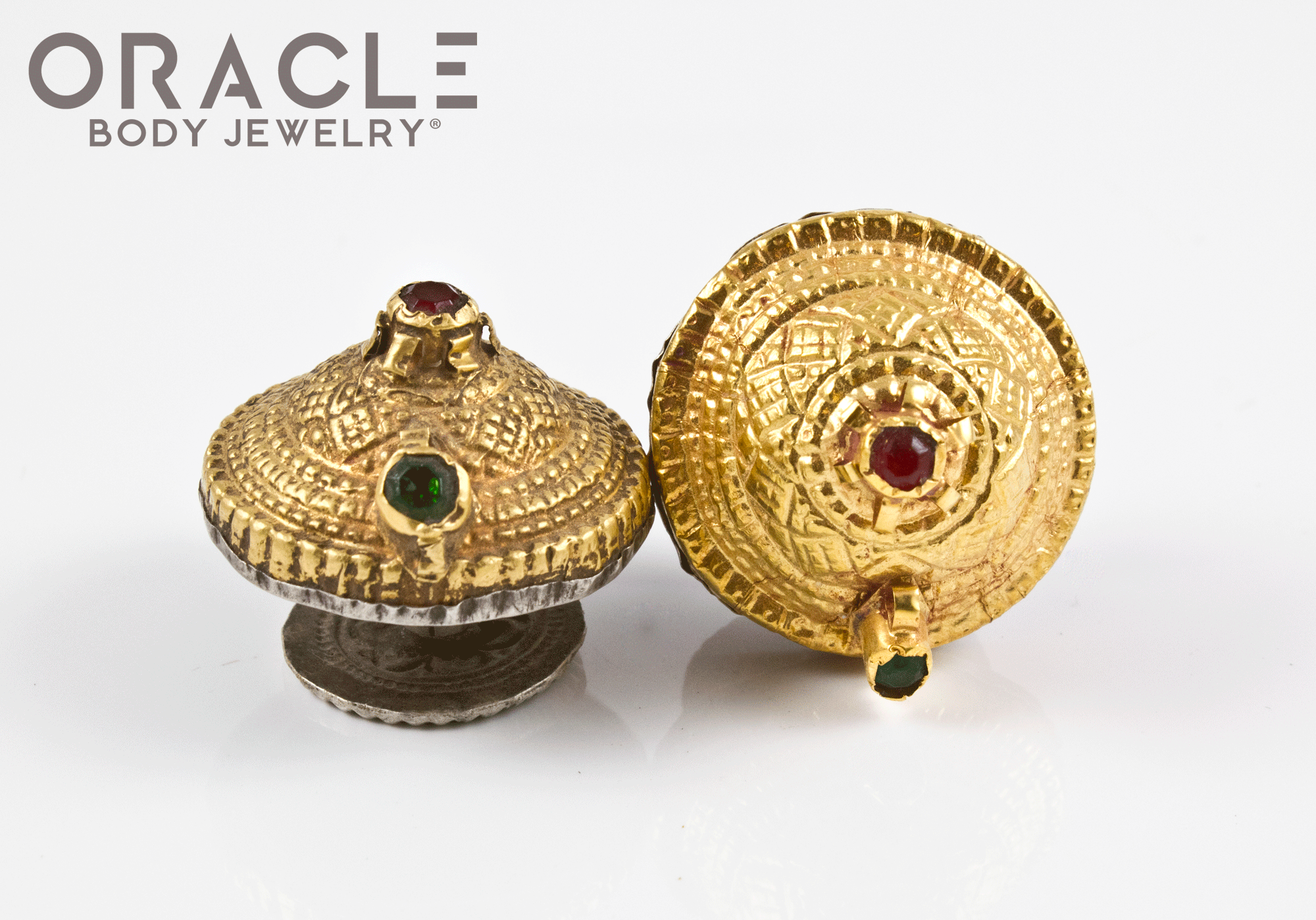 Threaded Gold and Silver Upper Ear Plugs