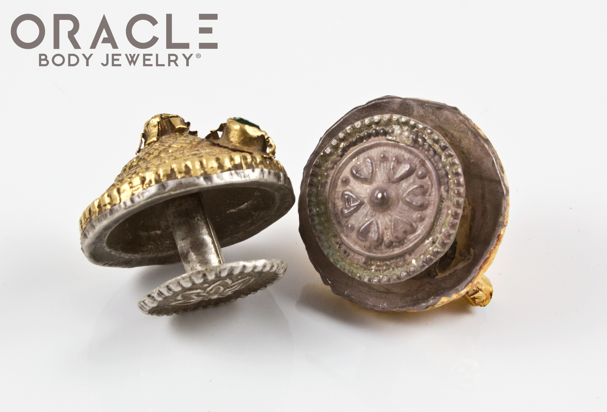 Threaded Gold and Silver Upper Ear Plugs