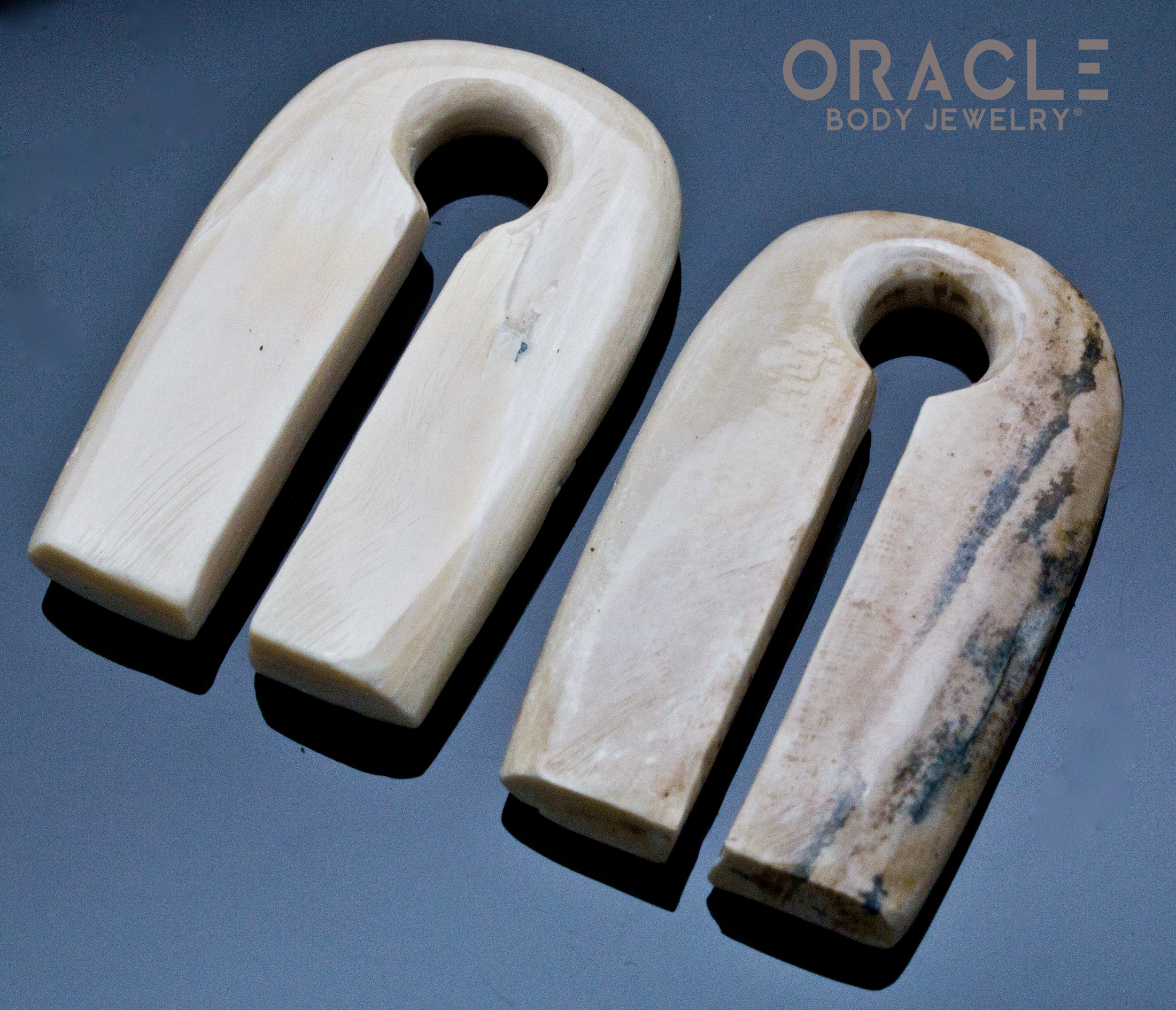 1/2" (12mm) Fossilized Mammoth Ivory Naga Style Reversible Weights