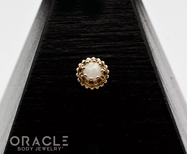 14k Yellow Gold White Opal Empress Threadless End