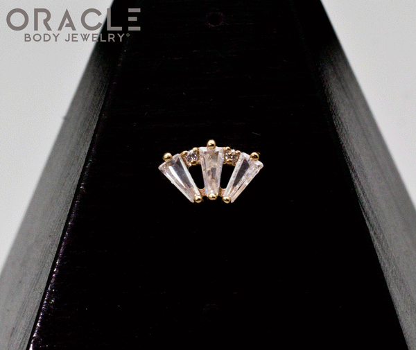 14k Yellow Gold Triple Crown CZ Threadless End