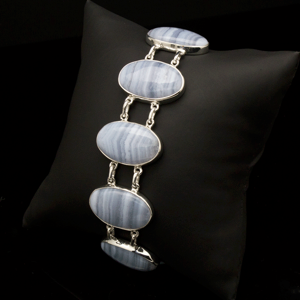 Sterling Silver Blue Lace Agate Bracelet