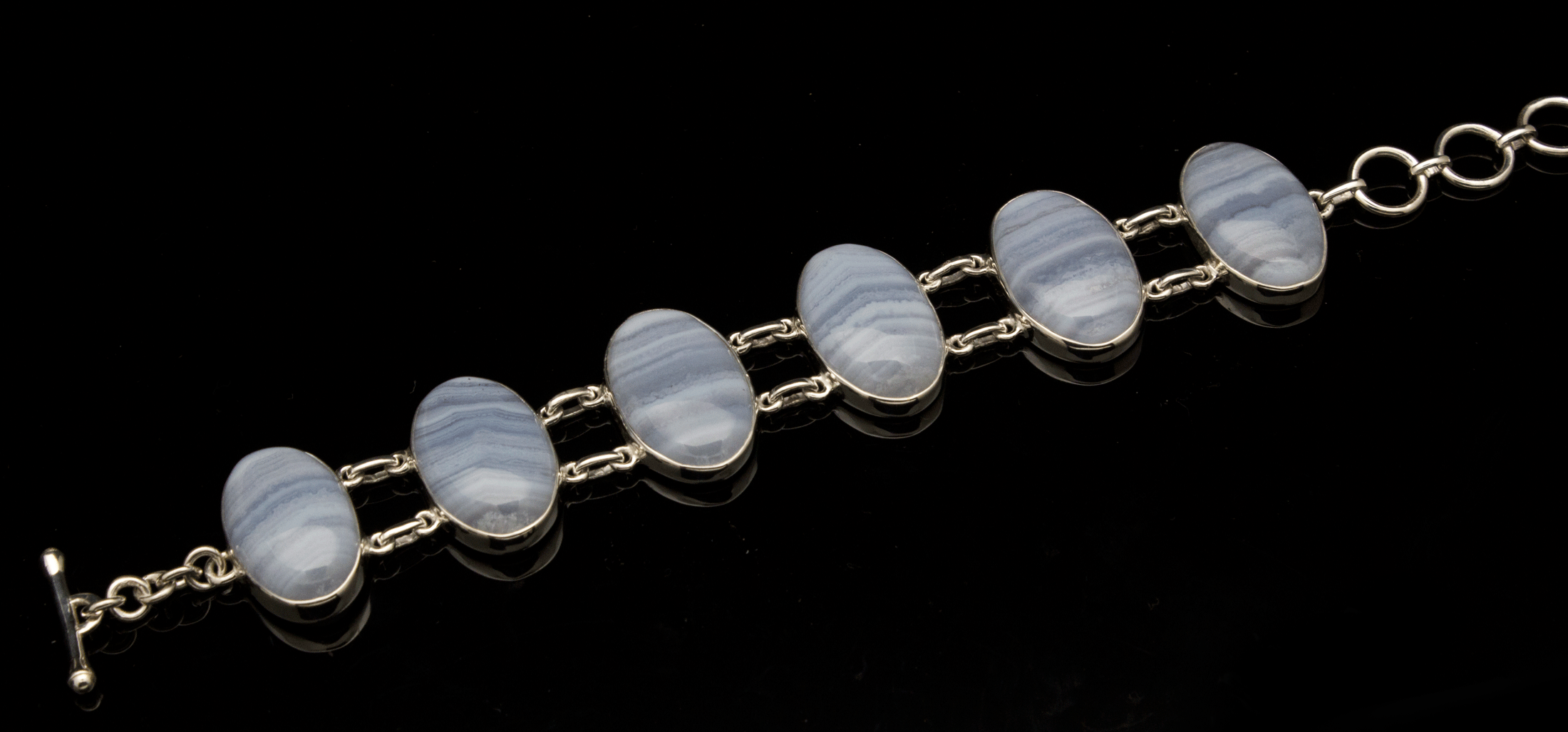 Sterling Silver Blue Lace Agate Bracelet