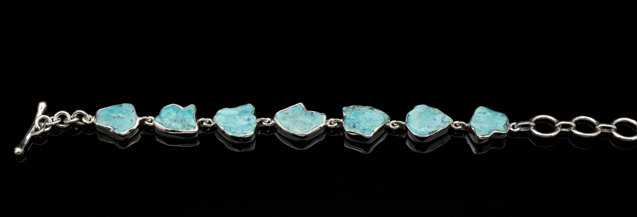 Sterling Silver Raw Turquoise Bracelet