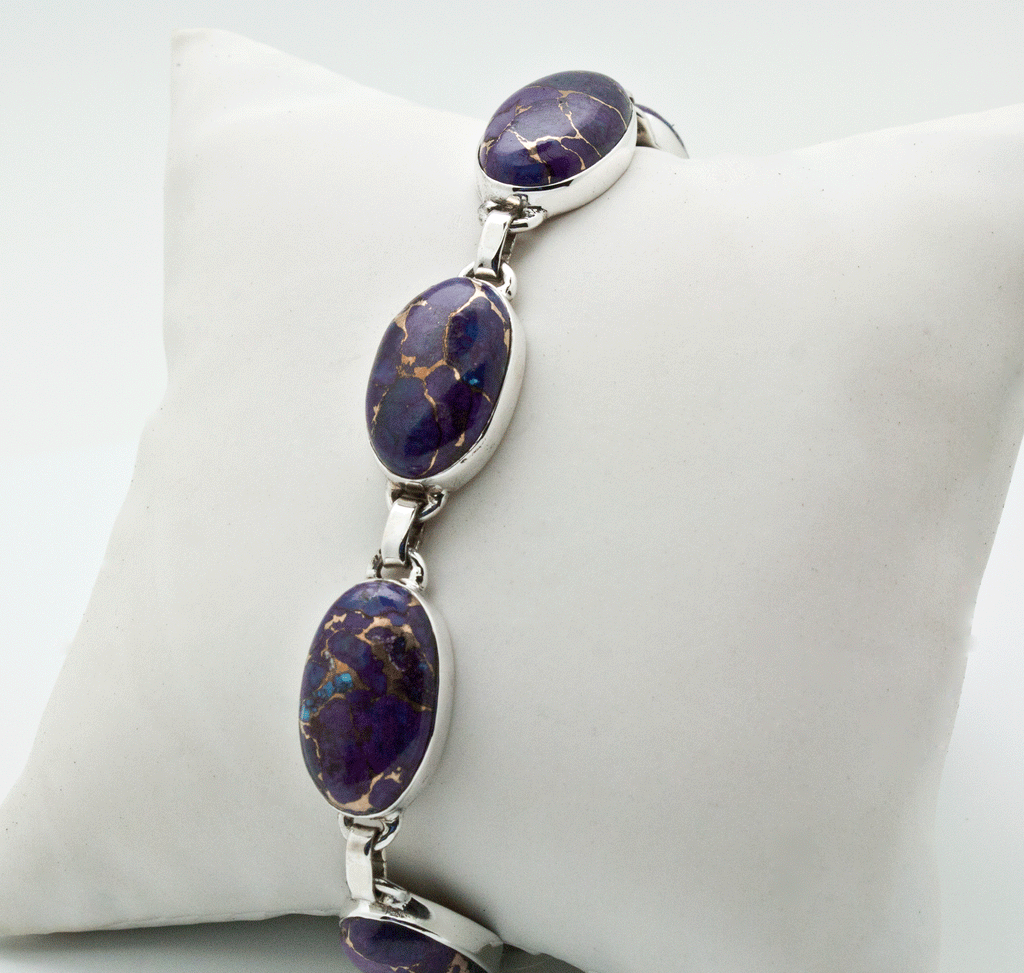 Sterling Silver Copper Purple Turquoise Bracelet