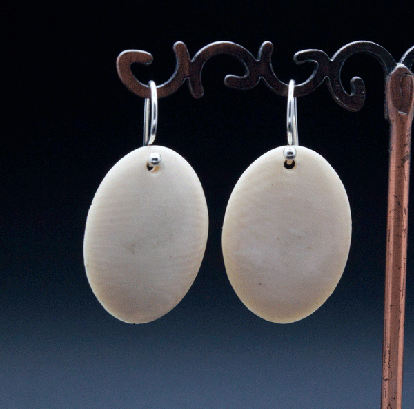 Sterling Silver Fossilized Mammoth Ivory Earrings