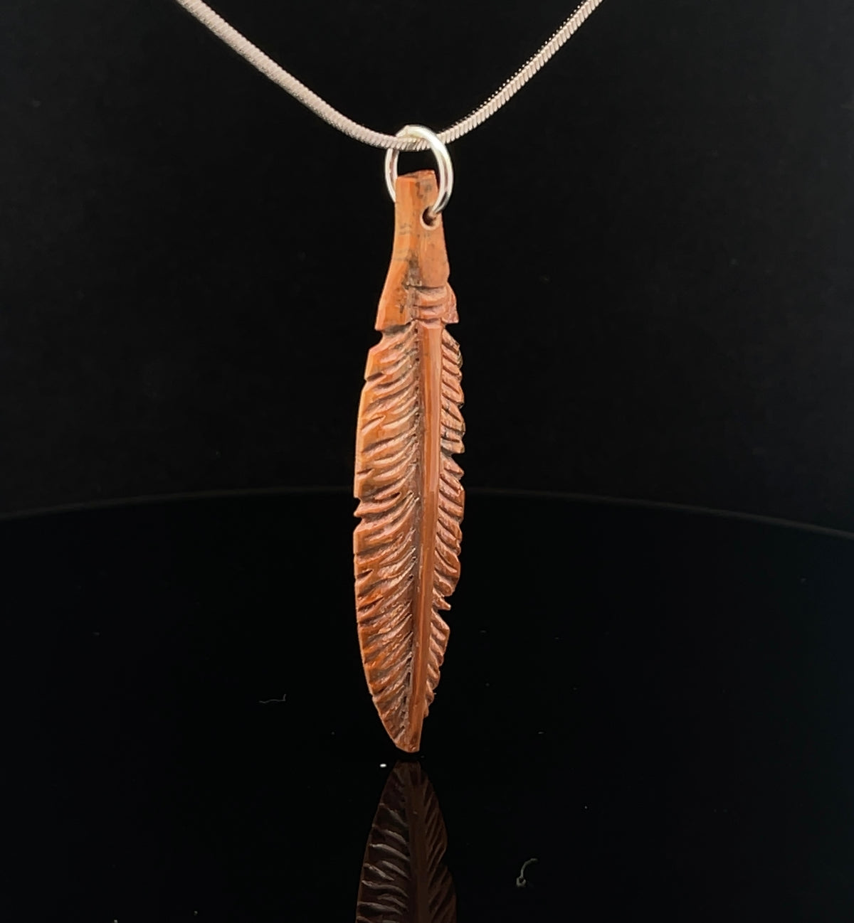 Carved Fossilized Mammoth Ivory Pendant with Chain