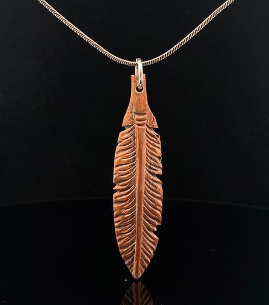 Carved Fossilized Mammoth Ivory Pendant with Chain