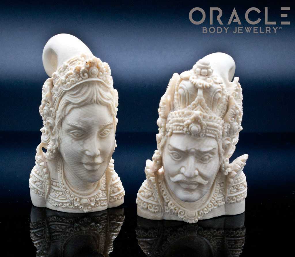 7/16" (10.5mm) Fossilized Mammoth Story of Rama and Sita Weights