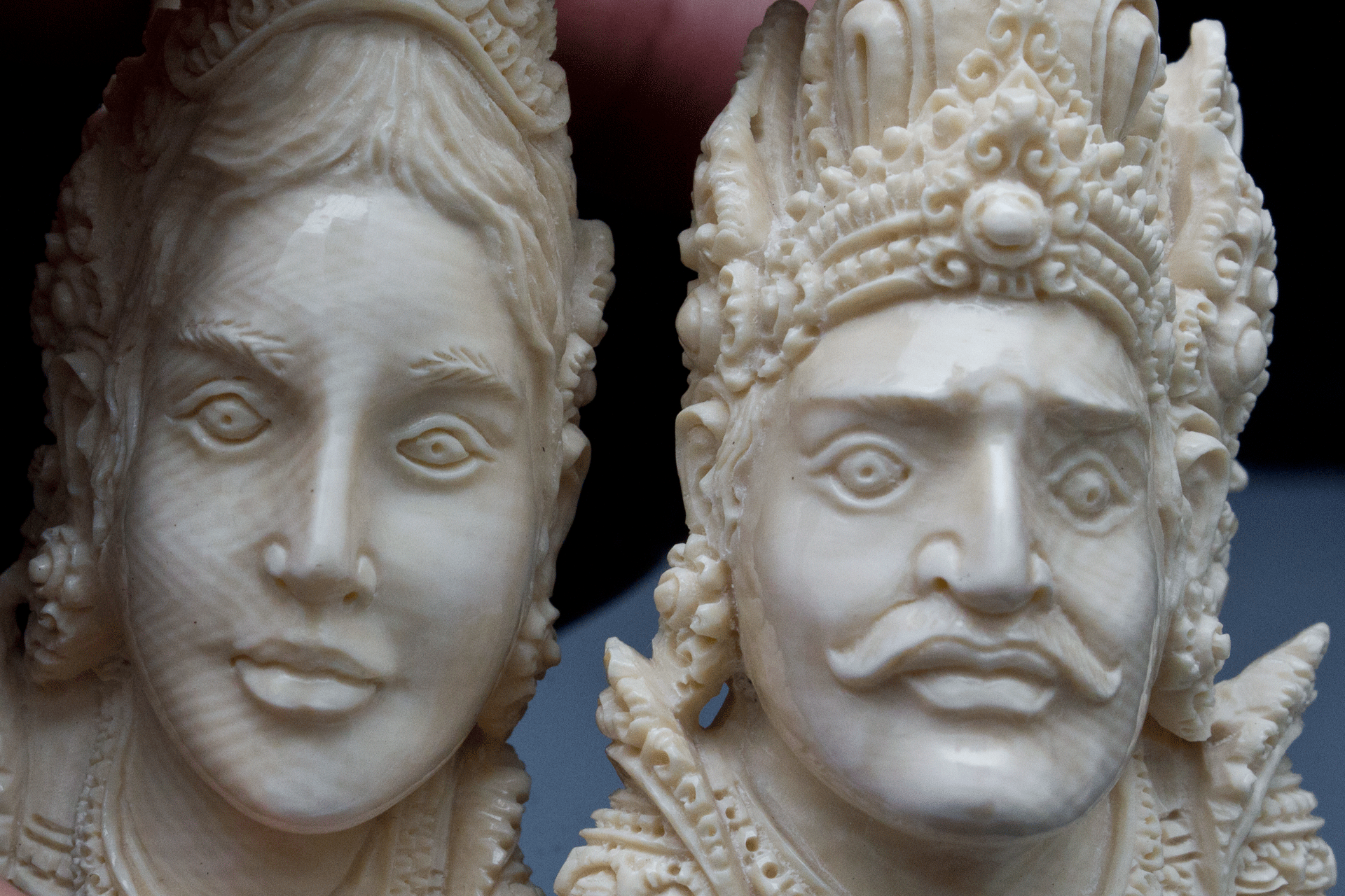 7/16" (10.5mm) Fossilized Mammoth Story of Rama and Sita Weights
