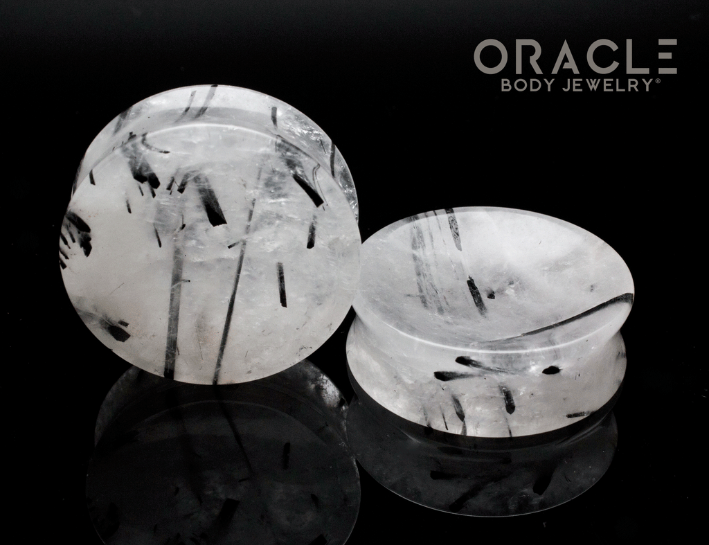 1-11/16" Tourmalated Quartz Concave Plugs