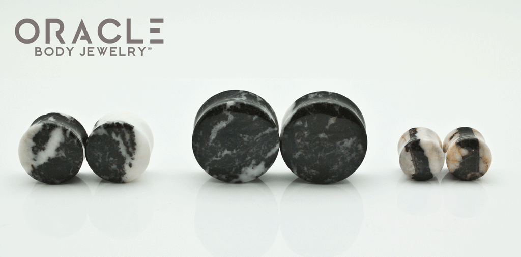 Zebra Stone Double Flare Plugs