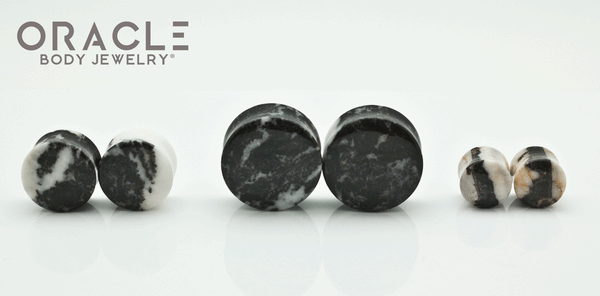 Zebra Stone Double Flare Plugs