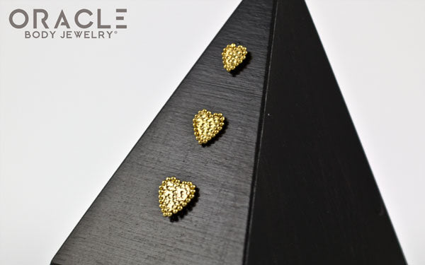 14k Millgrain Heart Threadess Gold End