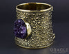 Ruler Cuff Bracelet with Druzy Rough Amethyst