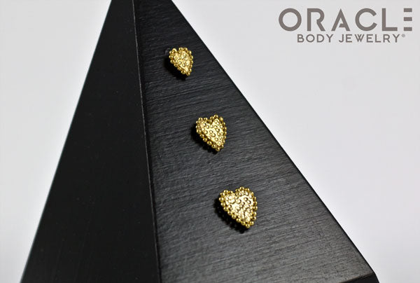 14k Millgrain Heart Threadess Gold End