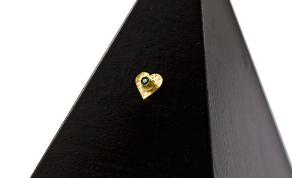 14k Hammered Heart with Tsavorite Threadless Gold End
