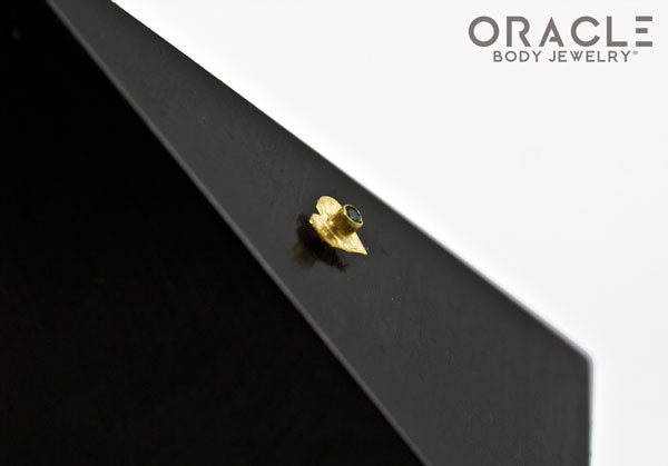 14k Hammered Heart with Tsavorite Threadless Gold End