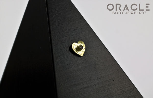 14k Hammered Heart with Diamond Threadless Gold End