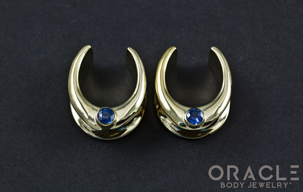 3/4" (19mm) Brass Saddles with London Blue Topaz