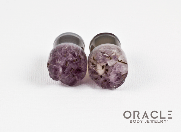 1/2" (12.5mm) Druzy Rough Amethyst Single Flare Plugs