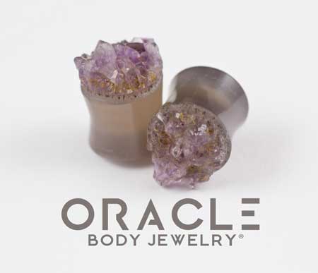 1/2" (12.5mm) Druzy Rough Amethyst Double Flare Plugs