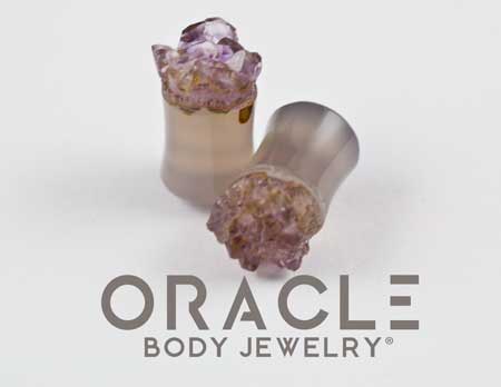 00g (9.5mm) Druzy Rough Amethyst Double Flare Plugs