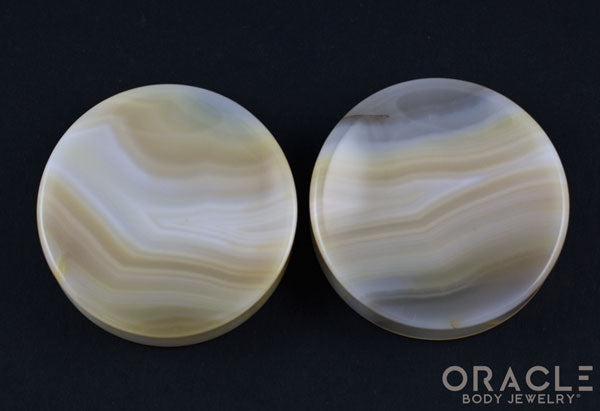 2-1/4" Montana Agate Concave Plugs