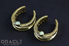 1-1/4" (32mm) Brass Saddles with Nugget Texture and Faceted White Opal