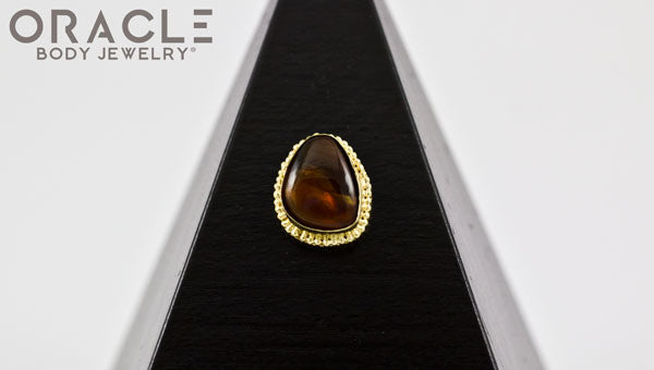 14k Fire Agate Threadless Gold End