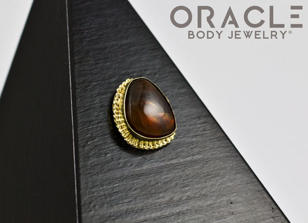 14k Fire Agate Threadless Gold End