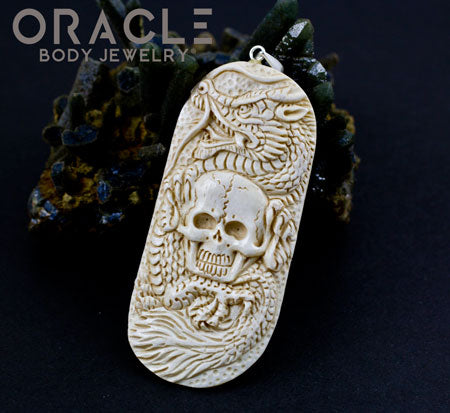 Deer Antler Skull And Dragon Pendant