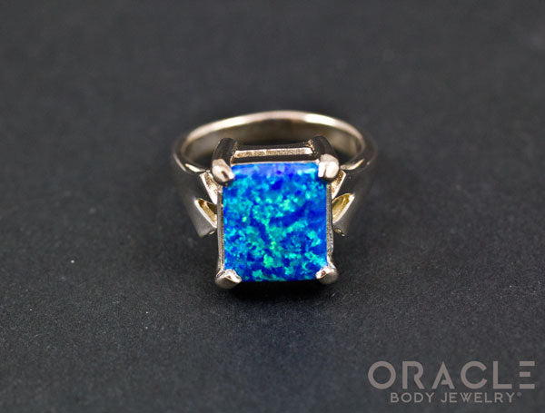 Sterling Silver Synthetic Opal Ring Size 7.5