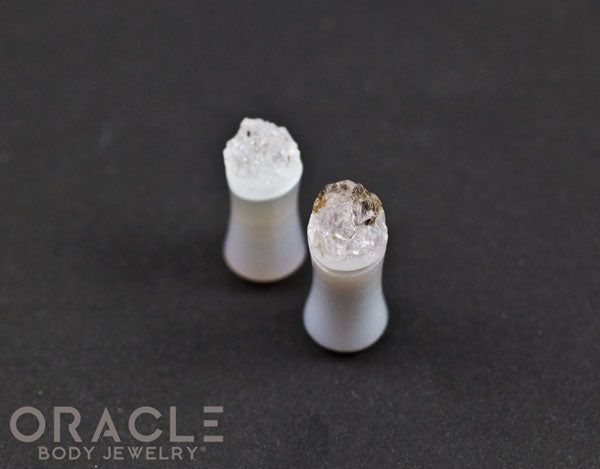 2g (6.5mm) Double Flare Druzy Rough Amethyst Plugs